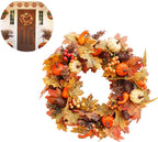  50cm Künstlicher Herbstkranz, Rosenkranz Für Haustür Ahornblatt Türkranz Mit Kürbis Beere Klingel Für Halloween Das Erntedankfest Innen- Oder Außenanordnung Dekoration
