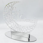 3x Ramadan Eid Mubarak Dekorationen Eid Mubarak Acryl Ornamente Mond Sterne,Muslim Festival Dekorationen, Silber