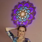  LED Nachtlicht, Lotus Blume Mandala YOGA LED Licht Hängende Wand Skulptur Lampe Wandleuchte Dekorative