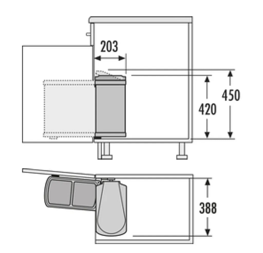  Hailo Mülleimer Küche, Einbau Ab 45 Cm Schrank, 2-fach Mülltrennung