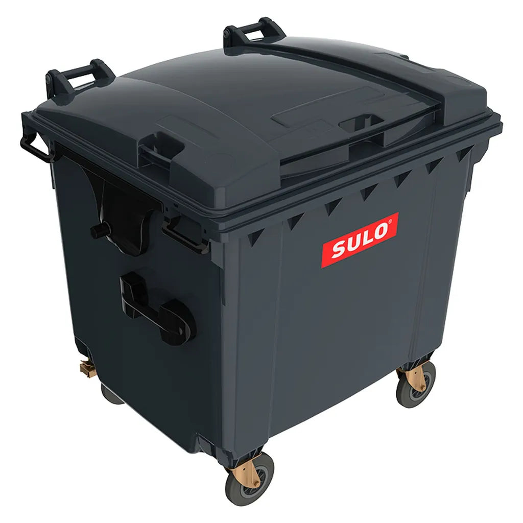 Sulo I Müllcontainer MGB 1100 Liter | 4-Rad-Behälter Mit Flachdeckel | Grau