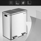  SONGMICS Mülleimer 60L Mit Müllbeutel Treteimer 2 X 30L Edelstahl Abfalleimer Mit Inneneimer Fingerabdruckfrei Mit Handgriffen Trennsysteme LTB60NL