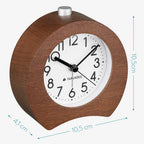  Navaris Analog Holz Wecker Mit Snooze - Retro Uhr Hufeisen Design Mit Weißem Ziffernblatt Alarm - Leise Tischuhr Ohne Ticken - Holzwecker Dunkelbraun