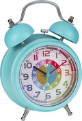  ONVAYA® Kinderwecker Analog | Türkis | Lernuhr Für Kinder | Retro Wecker Ohne Ticken | Lernwecker Mit Licht & Musik | Quarzwecker | Glockenwecker | Kinderuhr Spielzeug Für Jungen & Mädchen
