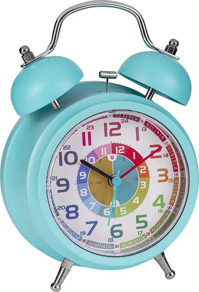  ONVAYA® Kinderwecker Analog | Türkis | Lernuhr Für Kinder | Retro Wecker Ohne Ticken | Lernwecker Mit Licht & Musik | Quarzwecker | Glockenwecker | Kinderuhr Spielzeug Für Jungen & Mädchen