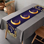  180*35cm Eid Mubarak Tischläufer Ramadan Deko Tischdecke Partydekoration Tischbanner Stern Mond