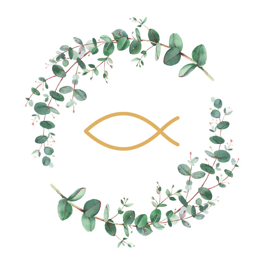  20 Cocktail-Servietten Fisch Eukalyptus Kommunion Komfirmation