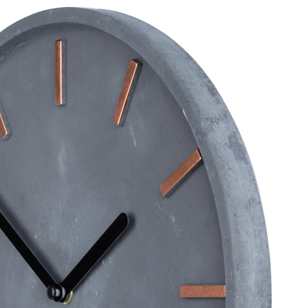  Hochwertige Beton-Uhr Wanduhr Ca. 30cm Grau Kupfer Uhrzeit Modern Wanddeko