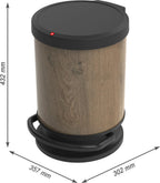 ROTHO Treteimer Rund 20 L PASO, Farbe:Holz Dunkel