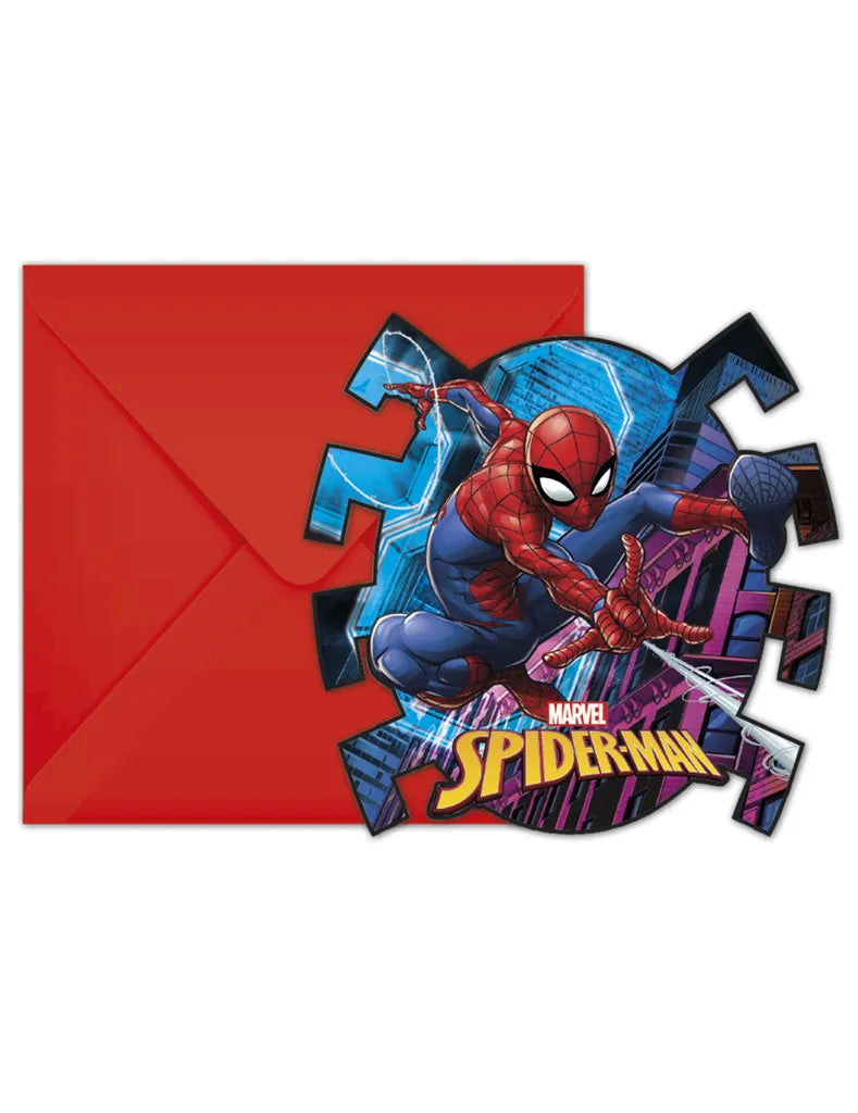  Marvel Einladungen Mit Umschlag Spider-Man 6 Stück Rot