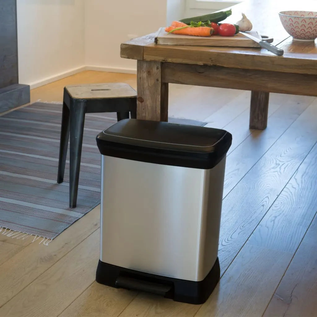  Curver Tretmülleimer Deco Rechteckig 30L Silbern