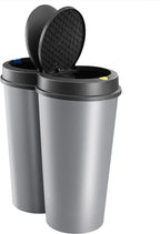  Deuba Mülleimer 50 L Duo 2fach Trennsystem 2x25L Druckknopf-Automatik Küche Abfalleimer Müllbehälter Mülltrennung Büro, Farbe:silber - Silver - Argent