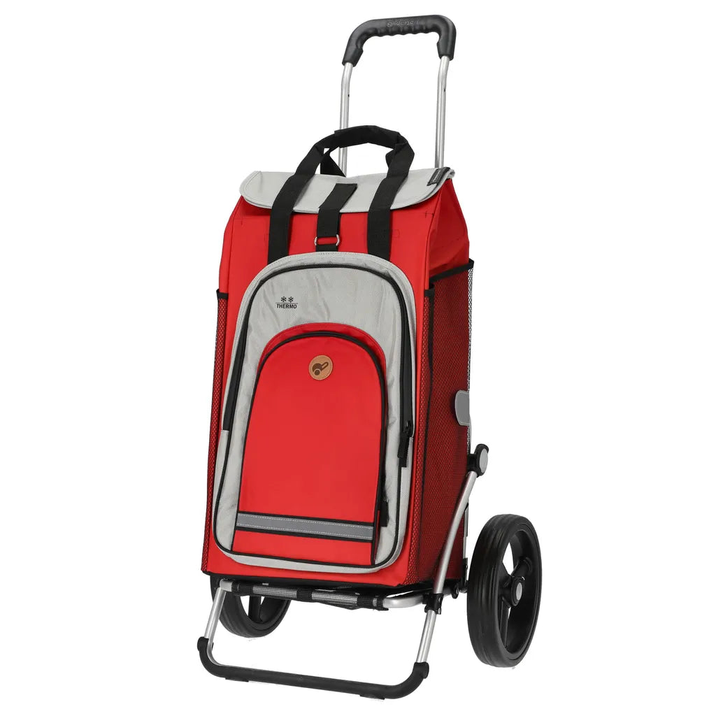  Andersen Shopper Royal Alu Klappbar Mit 3-Speichenrad Ø 25cm Und 62 Liter Tasche Hydro 2.0 Rot Mit Kühlfach
