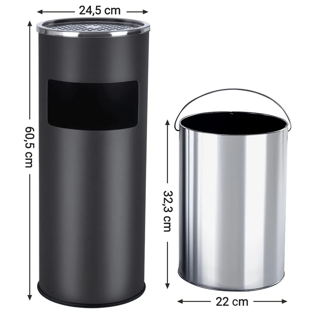  Standaschenbecher 30 L Mit Aschenbecher Schwarz 60,5 X 24,5 Cm Für Draußen Mülleimer Abfalleimer Mit Inneneimer SONGMICS LTB17C