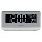  MEDION E75009 Wecker Mit Qi Ladefunktion (Weckstation, Ladestation, Induktives Laden, Temperaturanzeige, Snooze Schlummerfunktion, Timer, Displaydimmer) Silber
