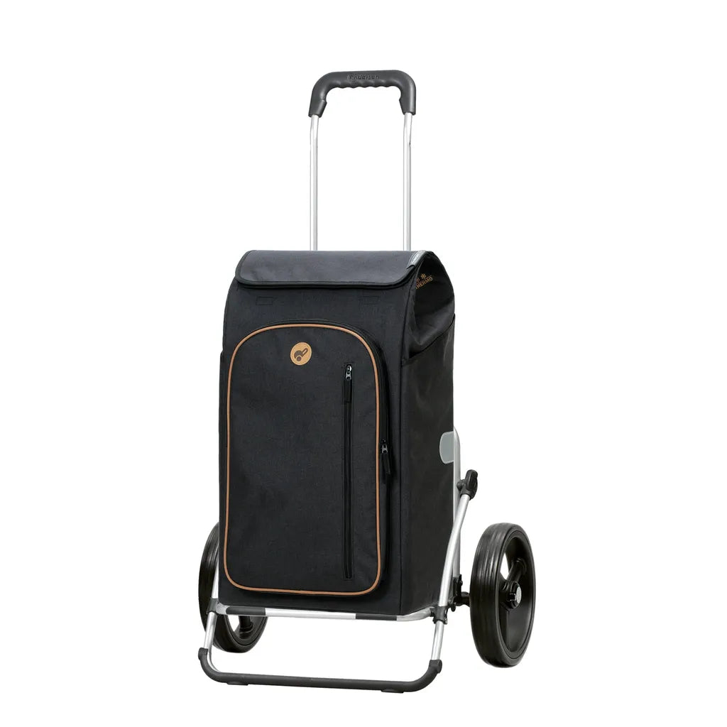  Andersen Einkaufstrolley Sondermodell Royal XXL Alu Und 61 Liter Einkaufstasche Folke Schwarz Mit Kühlfach, Trolleygestell Zusammenklappbar