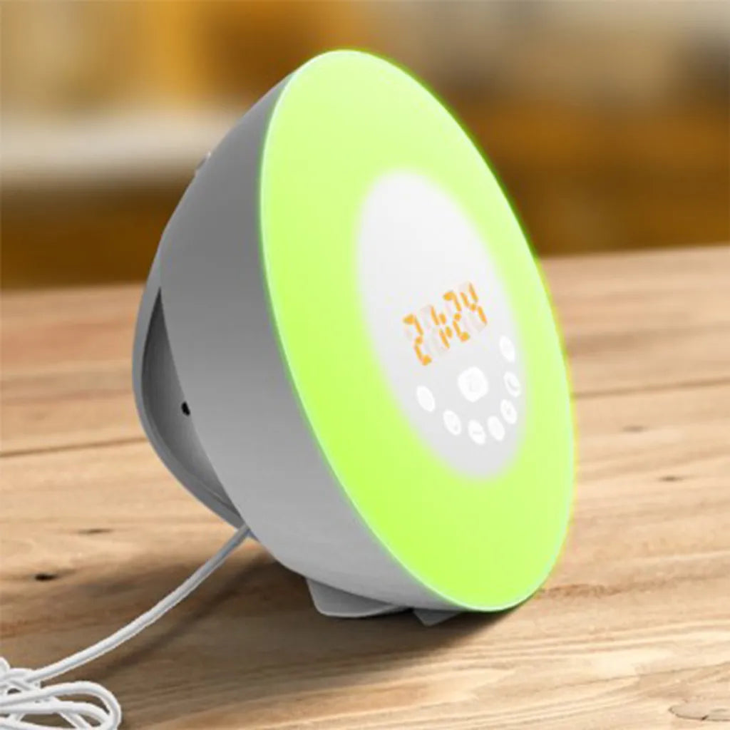  Wake Up Light Wecker - Sonnenaufgang Sonnenuntergang Analoger Tageslichtwecker Mit 2 Alarmen, 10 Helligkeiten, Schlummerfunktion, 6 Natürlichen Geräuschen, UKW-Radiowecker