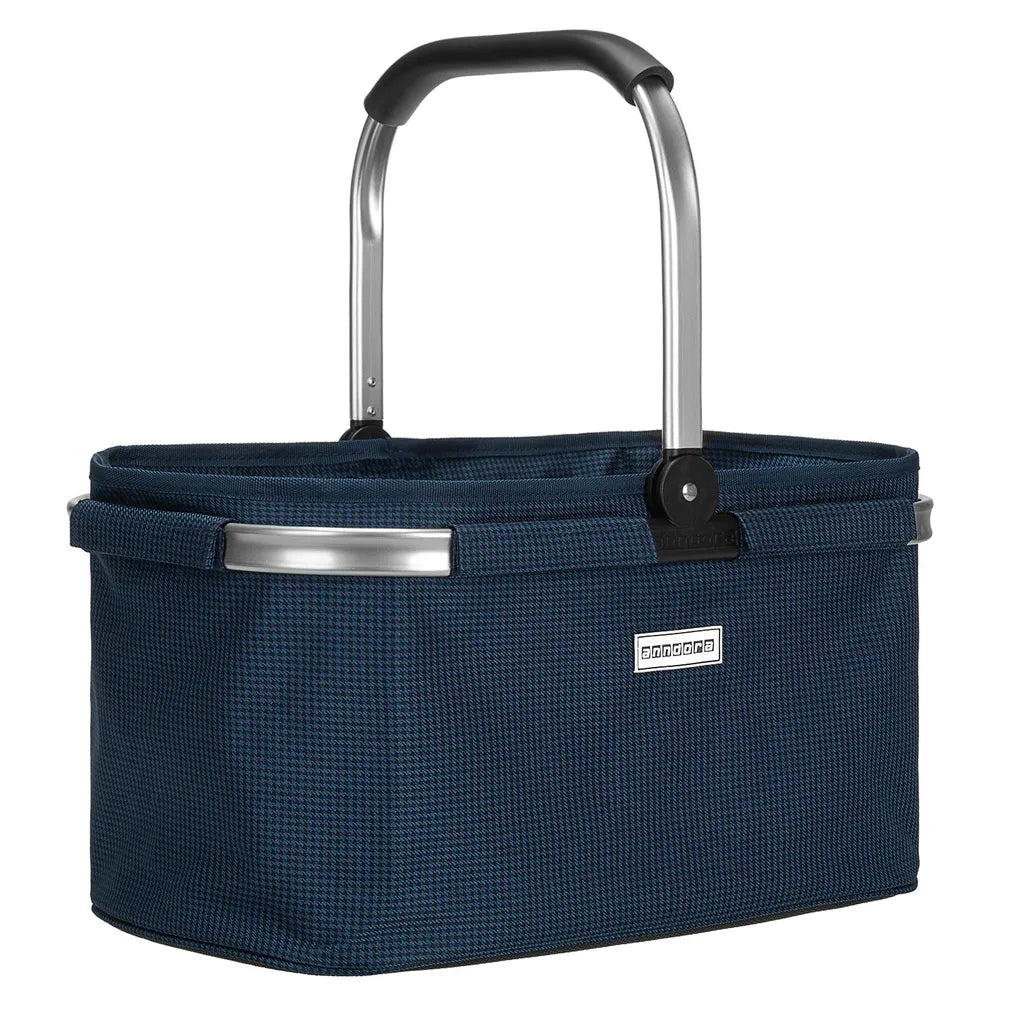 Anndora Einkaufskorb - Henkelkorb Blau Hahnentritt48 Cm Breit - Hahnentritt