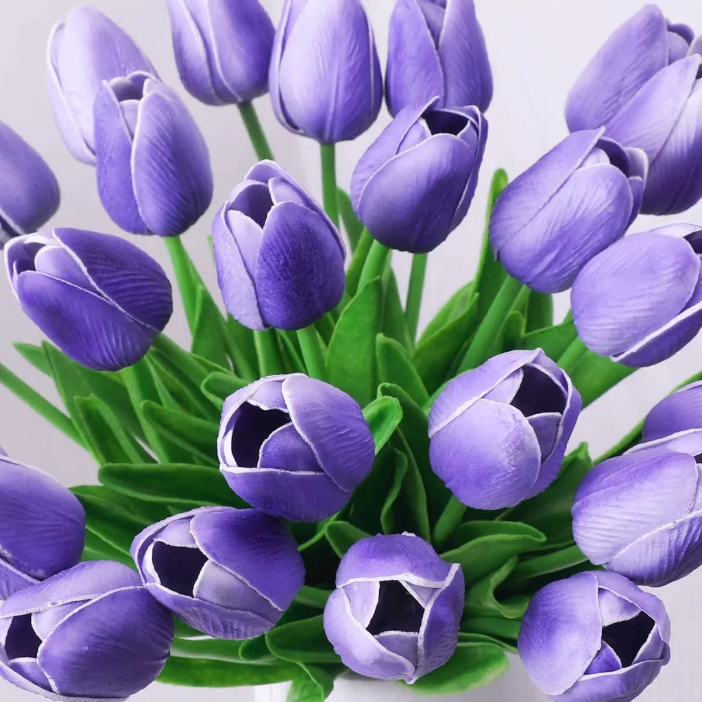  10er Künstliche Tulpe Blume Kunstblumen Gefälschte Blumen Bukett Künstlich Tulpe Lila