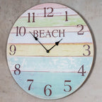 Wanduhr D45cm Beach Bunt Holz Uhr Maritim Wanddeko Strand Sommer Rainbow Deko