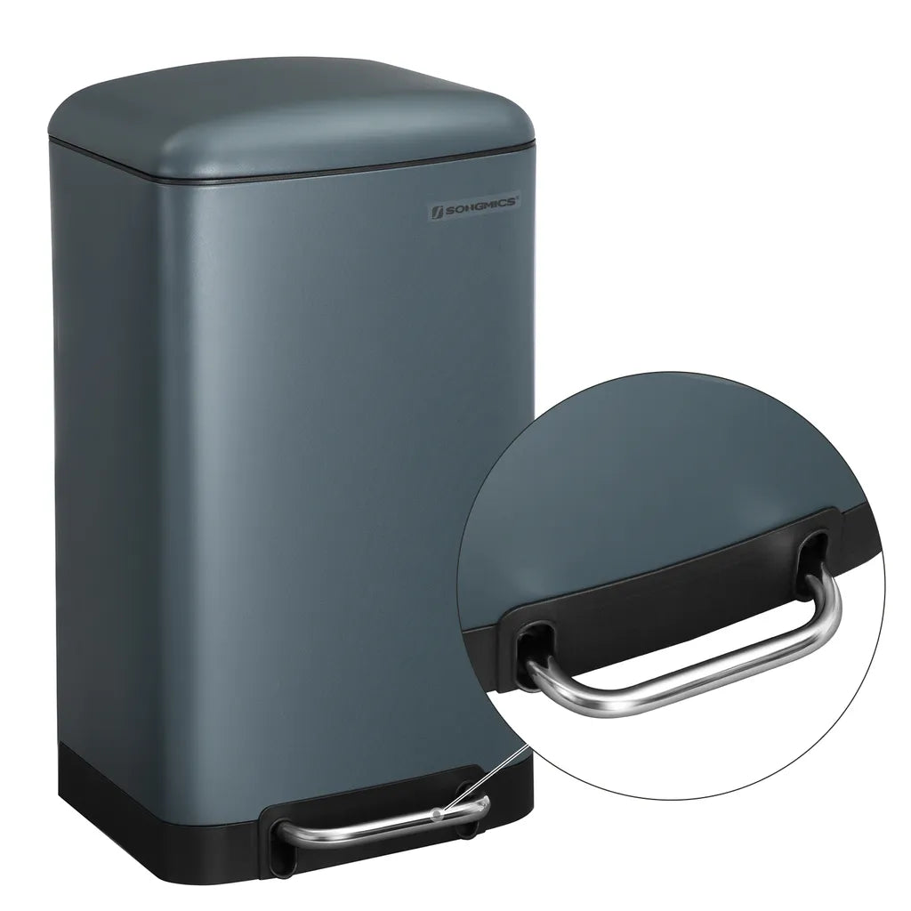  SONGMICS Mülleimer, 30 Liter Abfalleimer, Treteimer Aus Stahl, Mit Inneneimer Und Deckel, Softclose, Luftdicht Rauchgrau LTB01GS