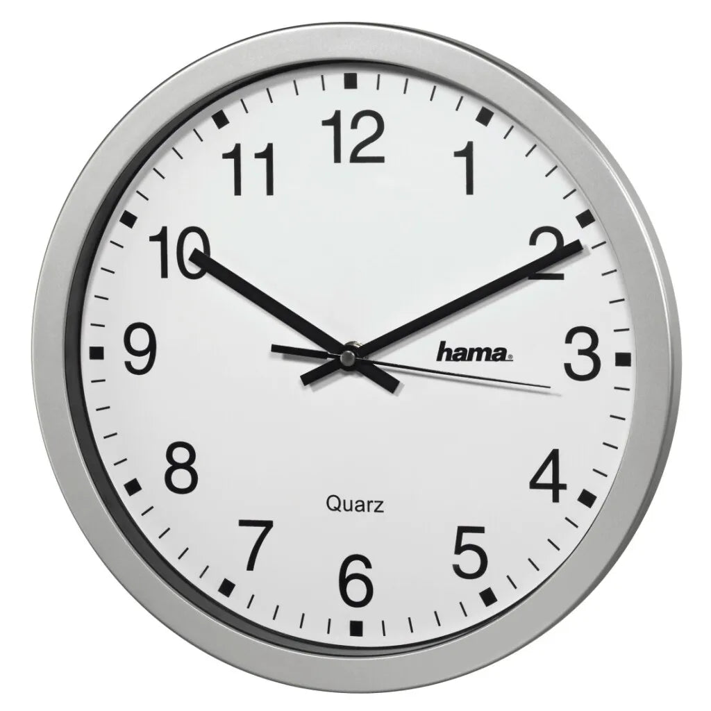  Hama Wanduhr CWA100 00186411 30cm Rund Analog Silber +Batterien
