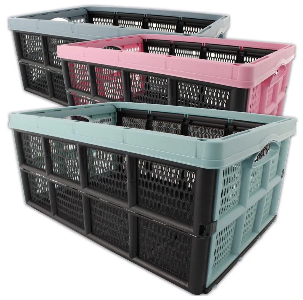  Klappbox Einkaufskorb Aufbewahrungsbox Transportbox Faltbar 32 Liter 3 Stück, Farbe:Mehrfarbig Sortiert