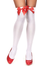  Overknees Mit Schleife Weiss-rot