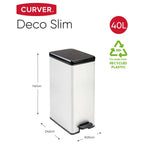  CURVER_DECO SLIM BIN Abfalleimer 40L Mit Fußpedal Silber Metallic_240640