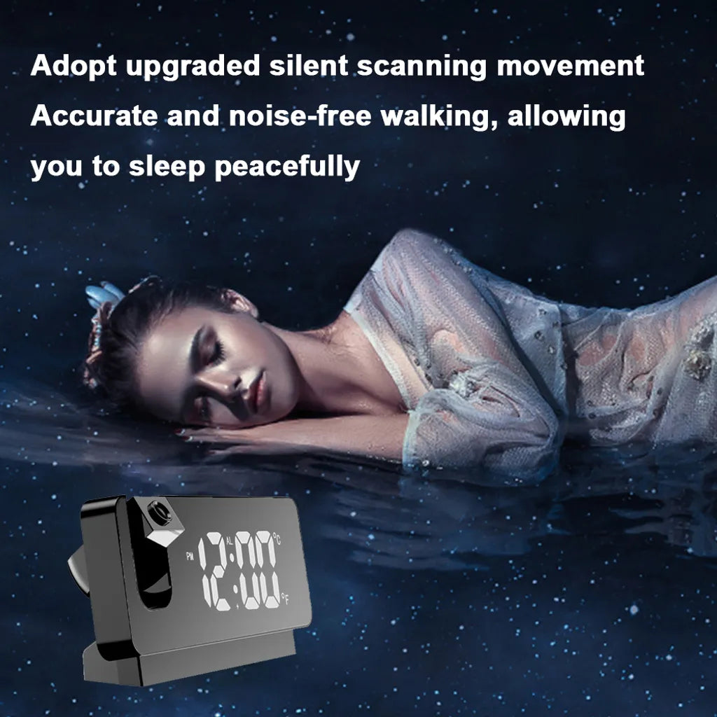 Projektorwecker Für Schlafzimmer, Digitalwecker Mit 0-100% Dimmer Und 2 USB-Ladeanschlüssen, 180° Drehbarer Projektor, Doppelwecker, Snooze, Klares LED-Display, Digitaluhr Für Vielschläfer, Schwarz