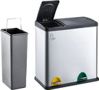  SVITA TC2Combo35 Mülleimer Edelstahl Abfalleimer Mülltrennung (12l + 23l) Silber Papierkorb