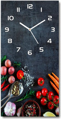  Wanduhr Aus Glas – 30x60 Cm - Glasbild - Glasuhr - Gehärtetes Glas -Gemüse Und Gewürze