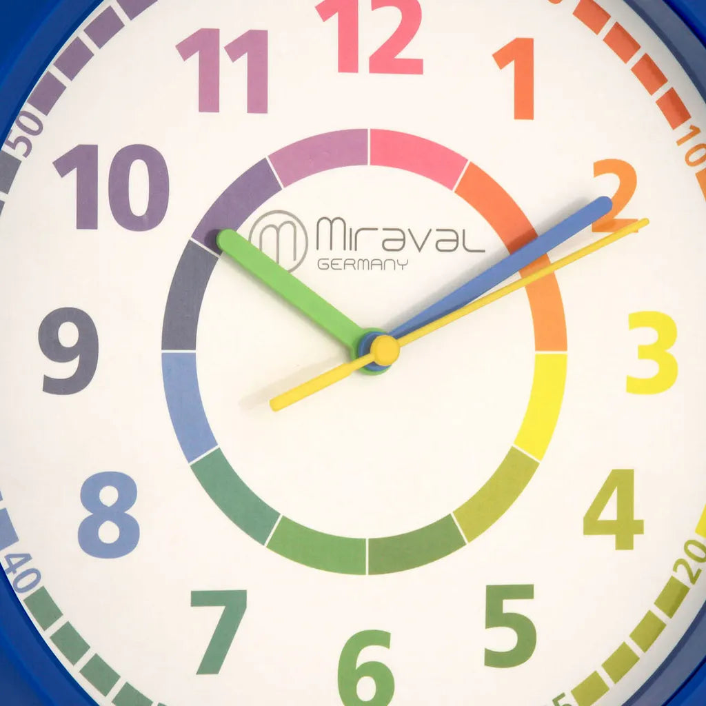  Miraval Kinderwanduhr Lernzifferblatt 220 Mm Geräuschlos Lautlos Kein Ticken Kunststoff Kinderuhr Kinderzimmer Blau - 4-MV1002-1 Ostergeschenk