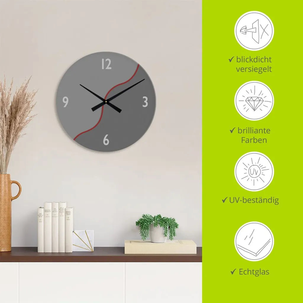  ARTland XXL GLas Wanduhr Quarzuhr - Schwarzer Zeiger Trennung Der Grautöne Größe: 50x50 Cm