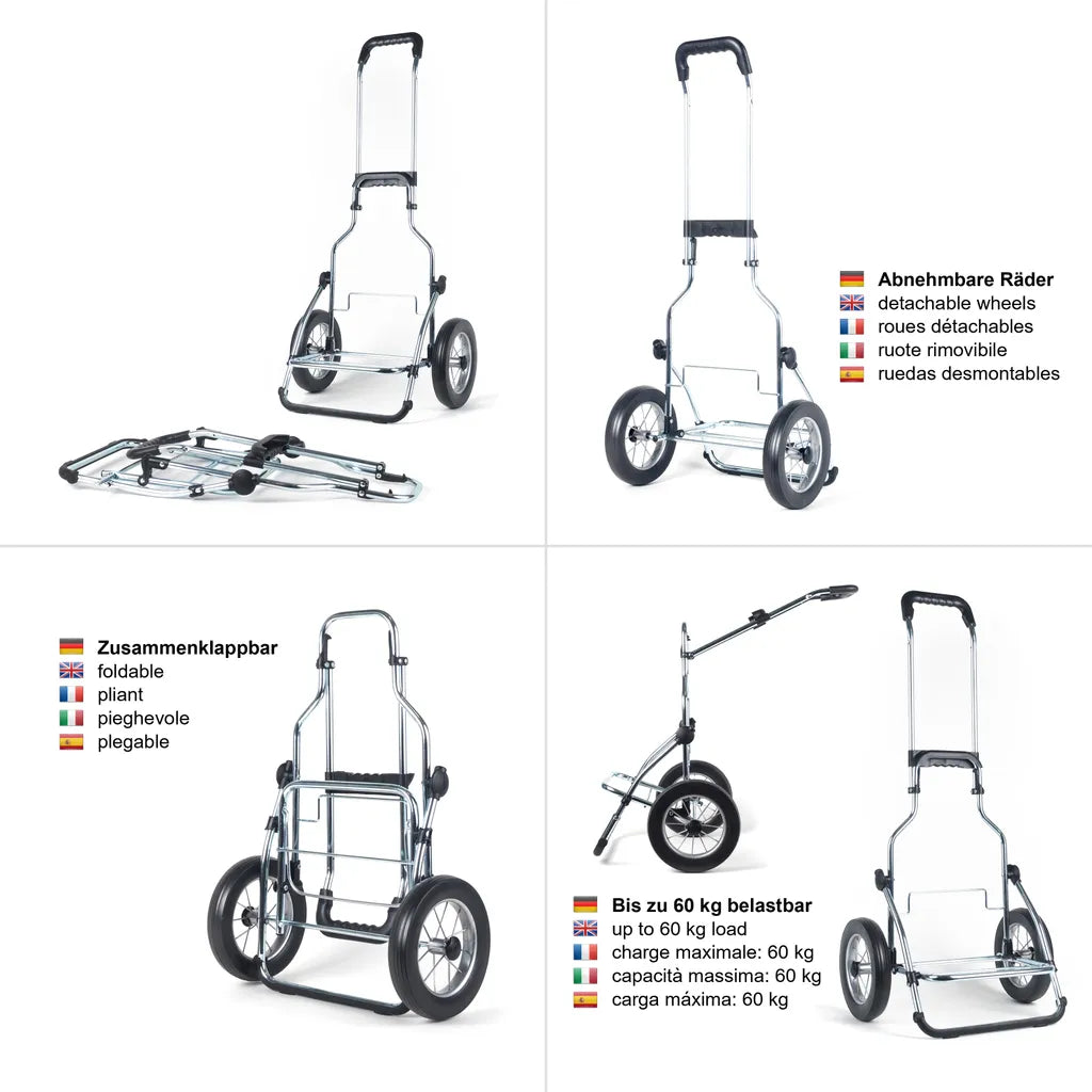  Andersen Einkaufstrolley Royal Sondermodell Aus Stahl Mit Metallspeichenrad 25 Cm Und 45 Liter Einkaufstasche Wismar Schwarz/blau Mit Kühlfach