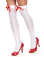  Overknees Mit Schleife Weiss-rot