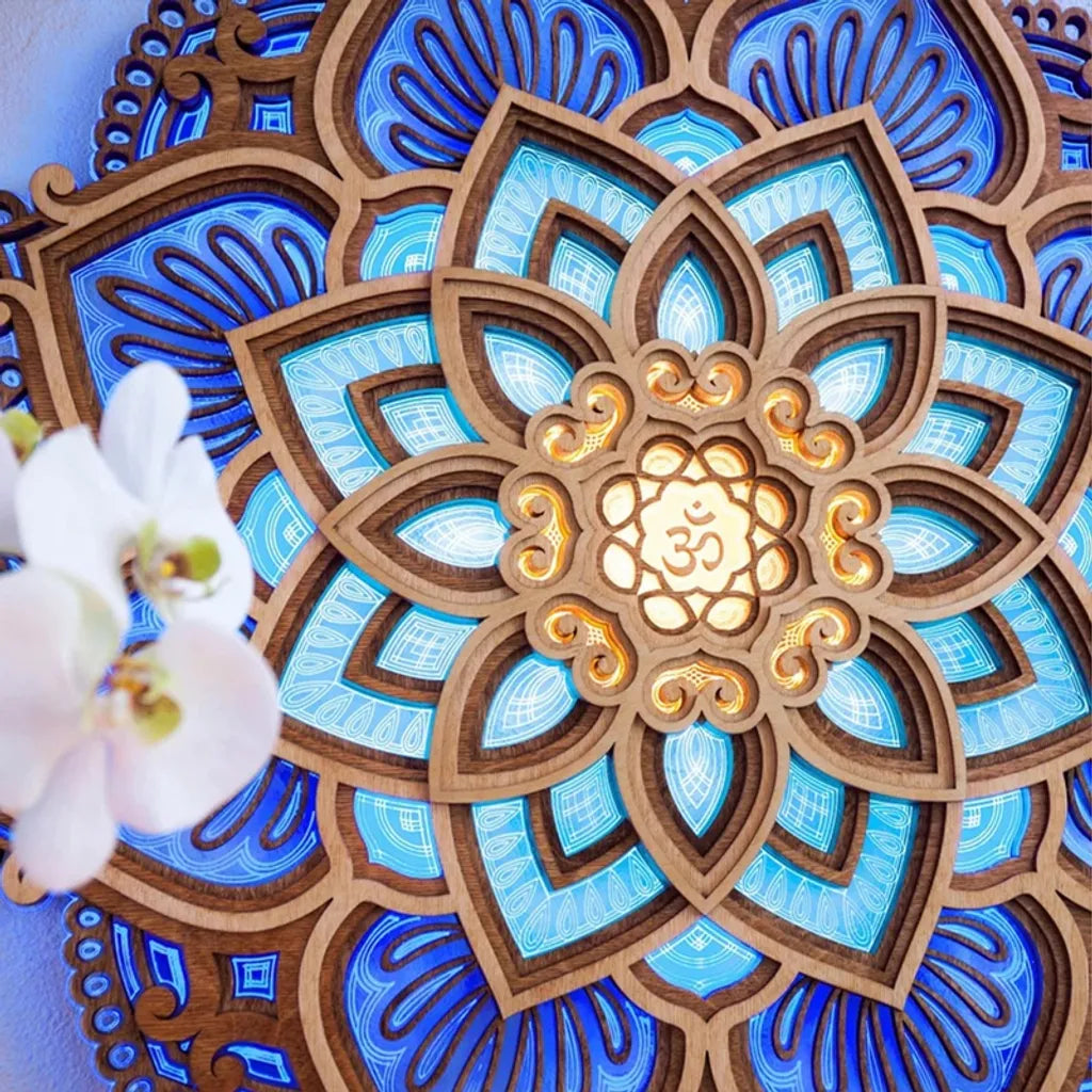  LED Nachtlicht, Lotus Blume Mandala YOGA LED Licht Hängende Wand Skulptur Lampe Wandleuchte Dekorative