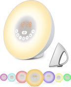  Wake Up Light Wecker - Sonnenaufgang Sonnenuntergang Analoger Tageslichtwecker Mit 2 Alarmen, 10 Helligkeiten, Schlummerfunktion, 6 Natürlichen Geräuschen, UKW-Radiowecker