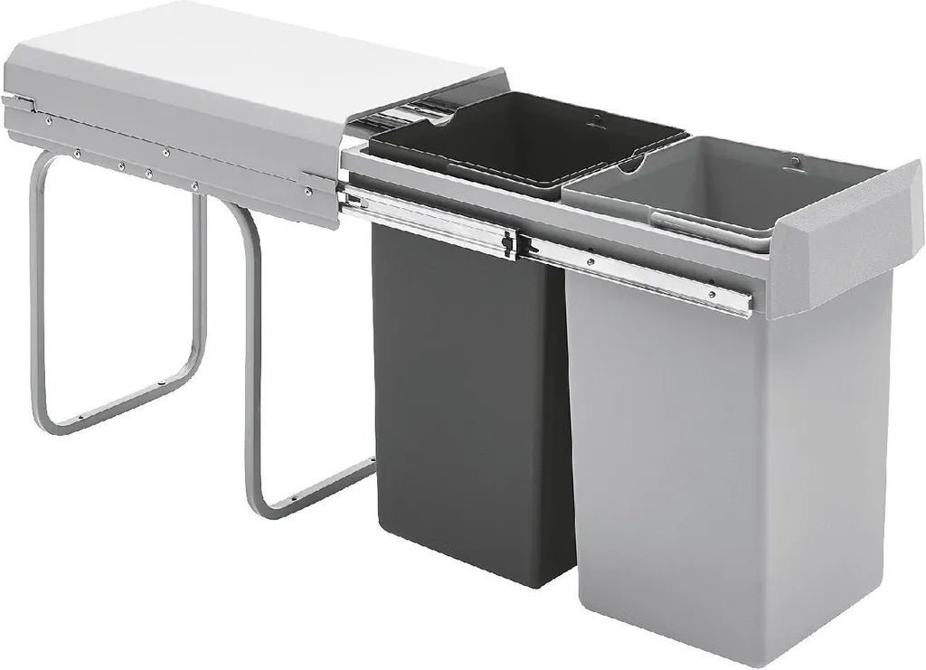  Wesco Einbau-Abfallsammler Double Boy - 30 Liter (2x15 Liter), Silber/anthrazit, Ab 30er Schrankbreite