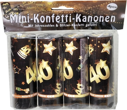  4 Mini Konfetti Kanonen Geburtstag 40