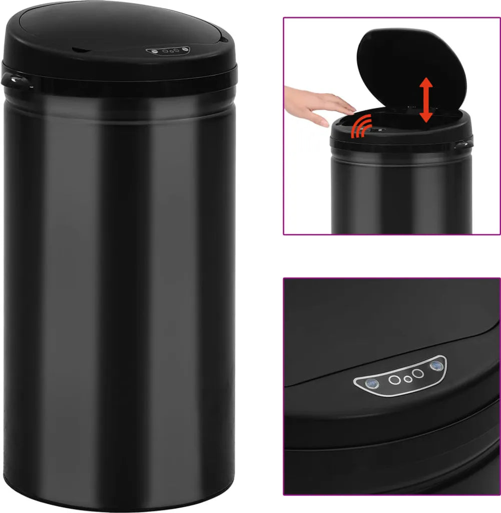  VidaXL Automatischer Sensor-Mülleimer 50 L Kohlenstoffstahl Schwarz