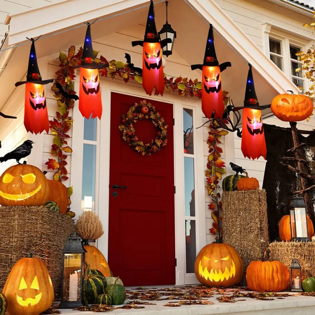  Halloween Lichter, 10,1 Fuß Batteriebetriebene 5 LED Halloween Dekorations Lichterketten, Gruselige Hängende Beleuchtete Geister Zaubererhut Dekoration Für Party Halloween