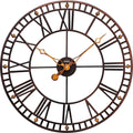  AMS 9537 Wanduhr Quarz Analog Metall Antik Vintage Rund Römische Ziffern