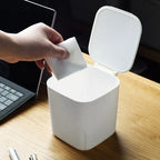  Mini Desktop Mülleimer Mit Deckel Clamshell Papierkorb Lagereimer Abfalleimer Weiß