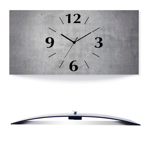  ARTland Wanduhr, Gebogen Quarzuhr - Schwarzer Zeiger Grauer Betonoptik Größe: 50x25 Cm