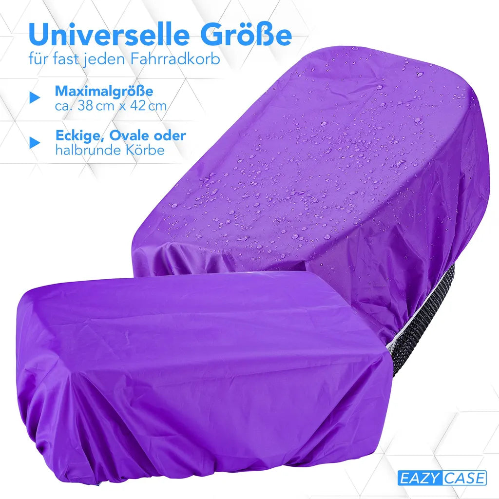  EAZY CASE Fahrradkorb Regenschutz, Wasserfester Korbüberzug, Schutzhülle, Korbabdeckung Wasserabweisend, Regenüberzug Für Fahrradkorb Elastisch, Schutzhaube Für Regen, Dunkelblau, Lila Violett