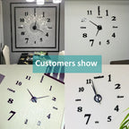  Rahmenlose 3D DIY Wanduhr XXL Stumm Spiegel Aufkleber Home Office Schule Dekoration () (Schwarz-14)