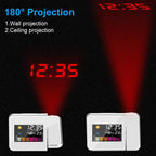  Wecker Mit Projektion, LED Digital Projektionswecker USB Aufladbar Wecker/Taktgeber Temperaturanzeige/Hygrometer/Uhrzeit & Datumsanzeige/LCD Displaybeleuchtung/LED Backlight/Snooze (Weiß)