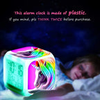  Unicorn Digital Alarm Clocks For Girls, Bright Night LED LCD Cube With Light Children Wake Up Bedside Clock Birthday Gifts For Kids Women Adult Bedroom