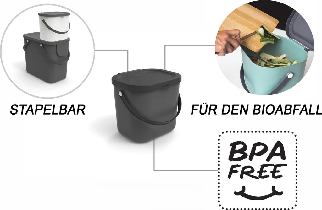 ROTHO Recycling Müllsystem 6 L ALBULA, Farbe:Anthrazit
